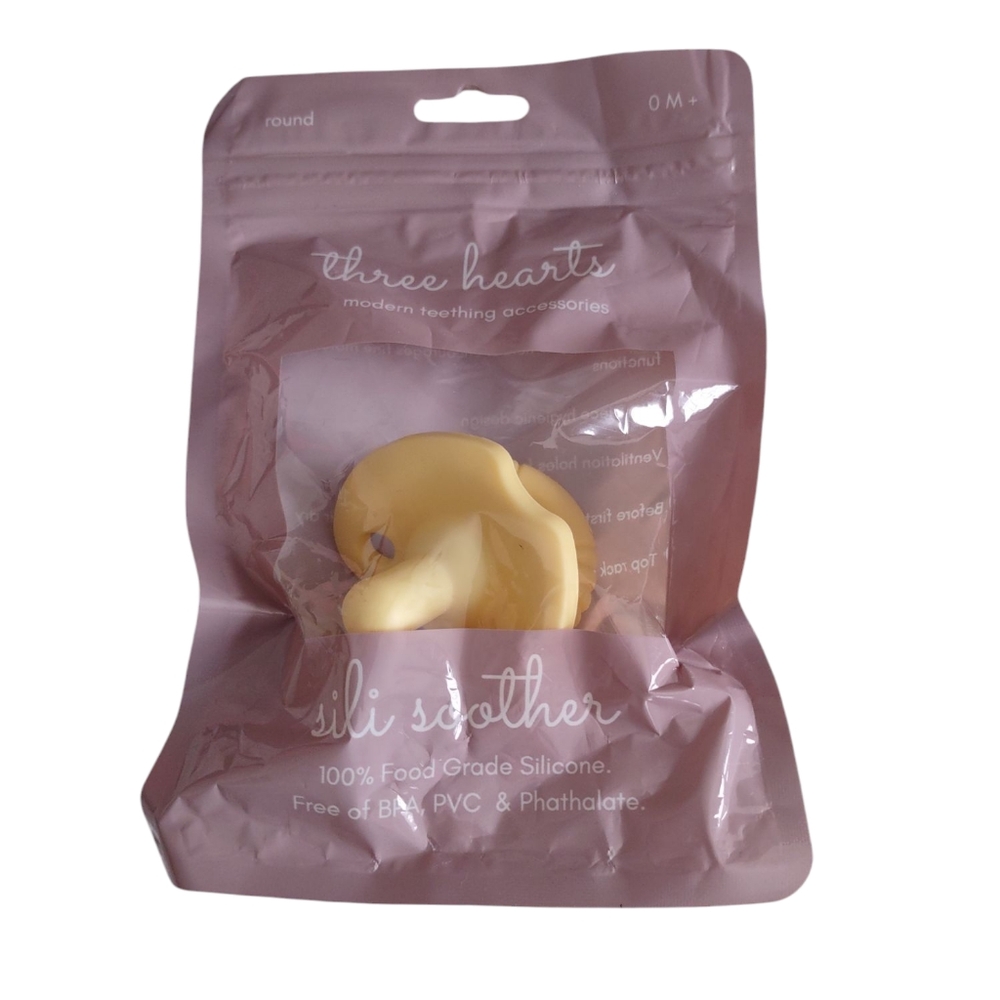 Three Hearts Yellow Sili Soother Pacifier